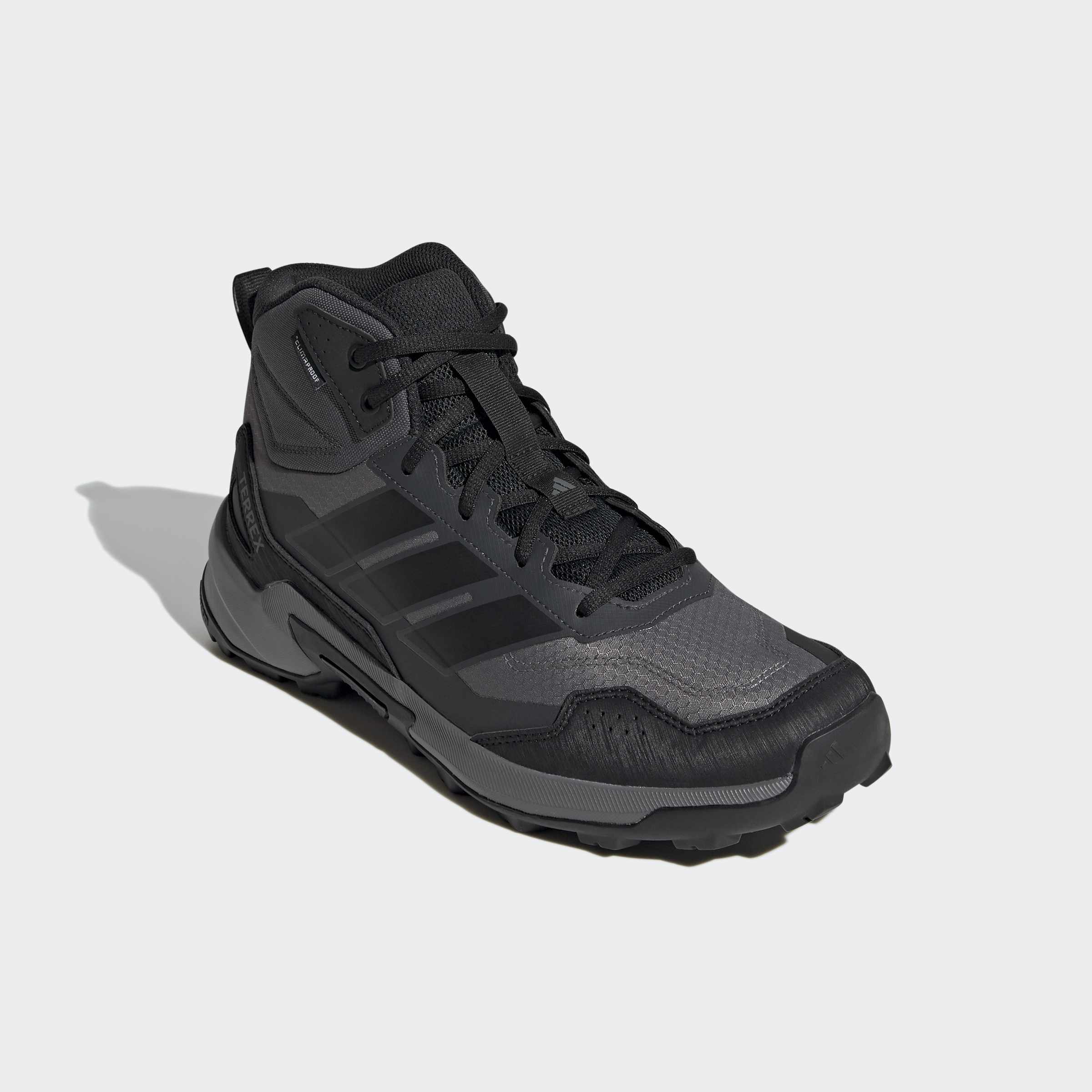 Wanderschuh ADIDAS TERREX "TERREX EASTRAIL 3 MID CLIMAPROOF", Herren, Gr. 44, grau four, core schwarz, carbon, Synthetik, Textil, Schuhe Wanderschuh, wasserdicht