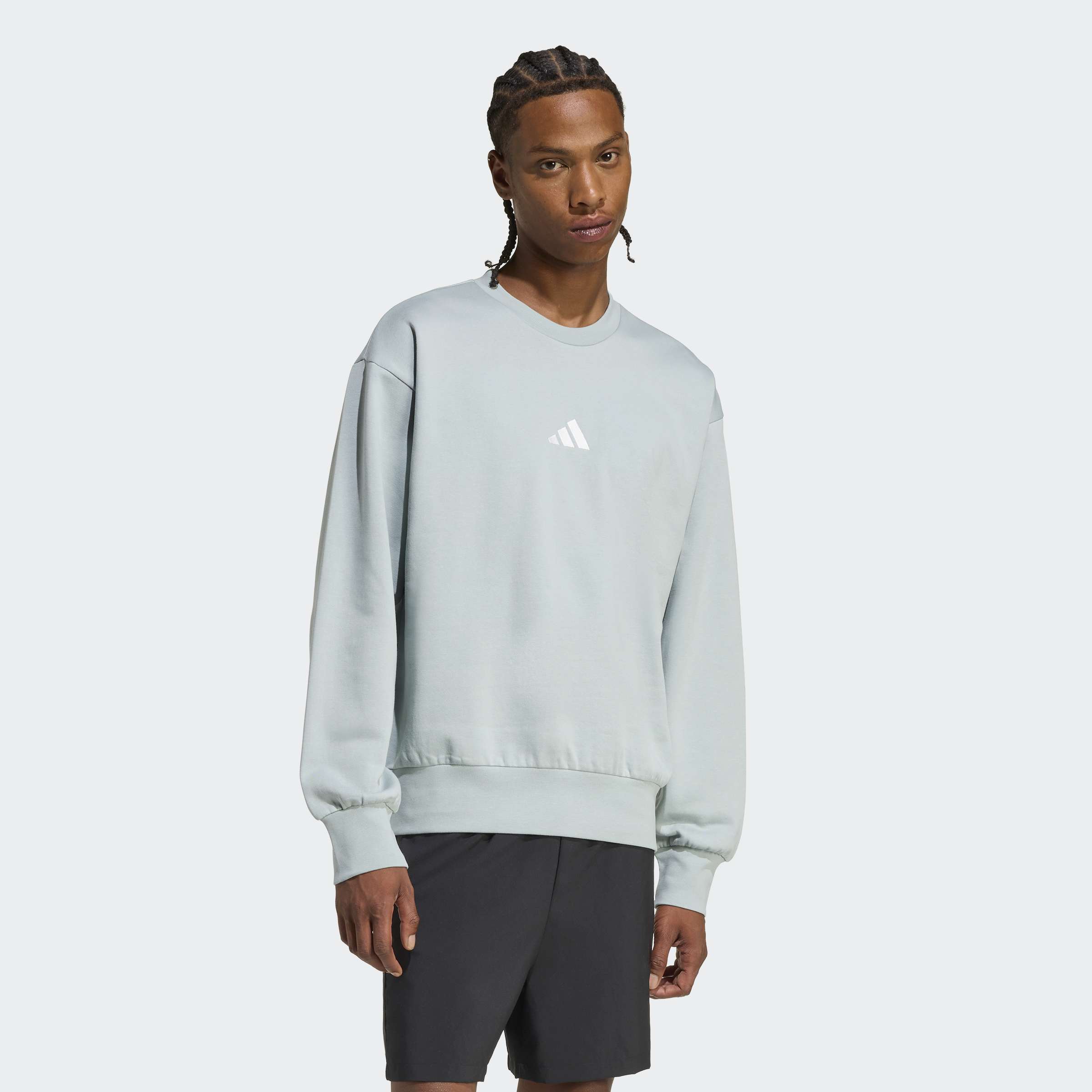 Sweatshirt ADIDAS SPORTSWEAR "M FEELCOZY SWT", Herren, Gr. XXL, wonder sage, weiß, Obermaterial: 70% Baumwolle, 30% Polyester, normal, Rundhals, angesetztes Bündchen, Sweatshirts Sweatshirt