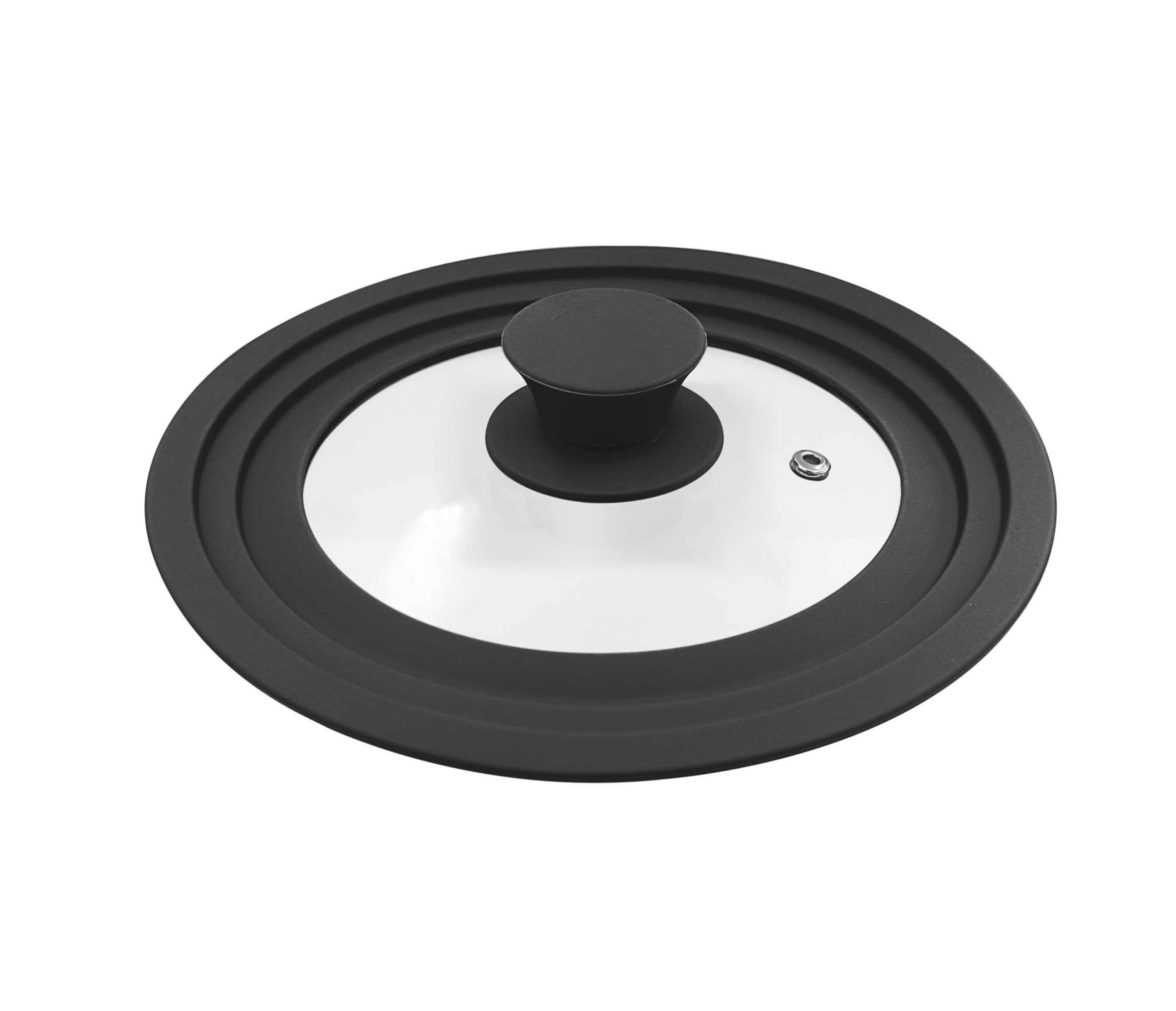 Universaldeckel CS KOCH-SYSTEME "SOLA für Töpfe und Pfannen", schwarz, B:33cm H:5cm L:33cm Ø:33cm, Glas, Silikon, Deckel, mit perfekter Passform für versch. Topfgrößen durch Silikonrand Image