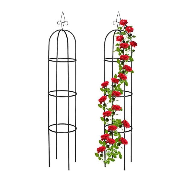 relaxdays 2er-Set Rankhilfe 200 cm schwarz schwarz Image