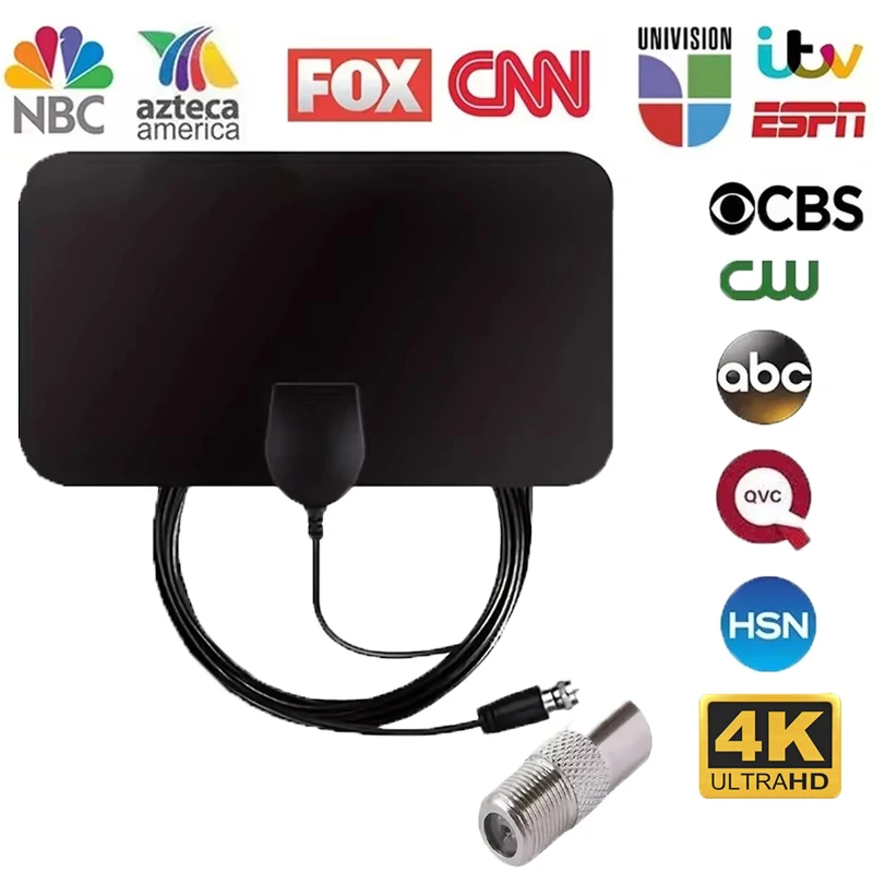 Antenna TV Digitale Interna 4K per TV Digitale 1080P, Amplificatore HD da 4000 Miglia per Antenna Esterna per Camper, Ricevitore di Segnale Smart TV Interno per Auto