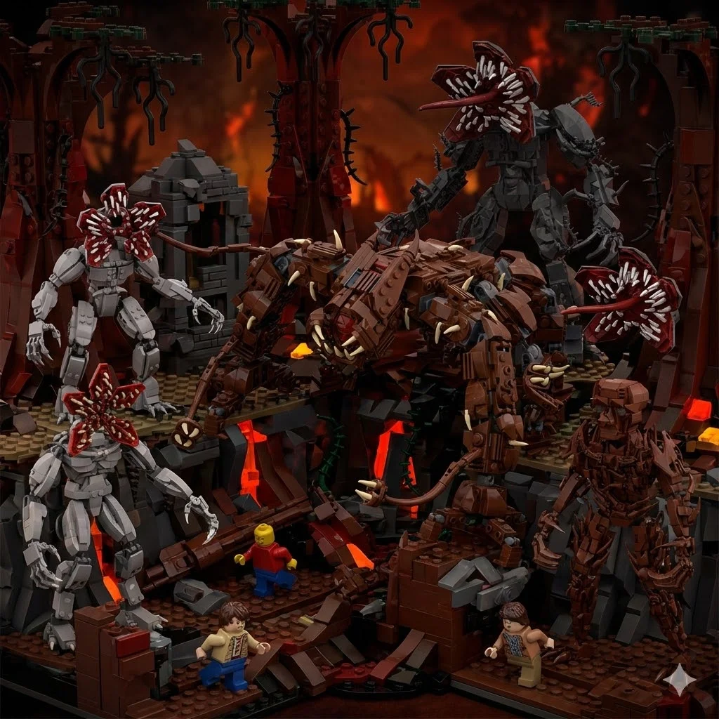 Set di Blocchi da Costruzione MOC Horror Sci-fi, Mostro Alieno, Figura d'Azione Articolata Creatura Floreale Canibale, Modellini in Mattoncini per Bambini