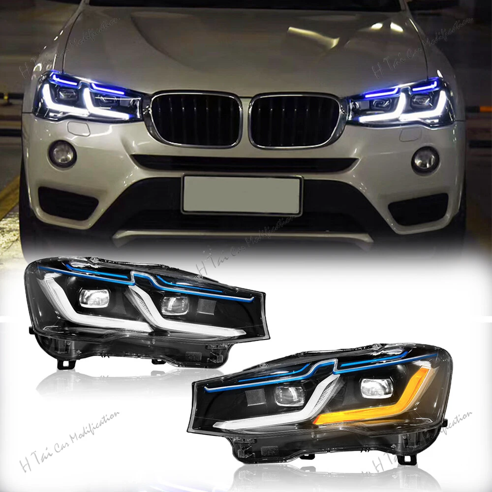 Coppia di Fari LED per BMW X3 F25 X4 F26 2010-2017, Luci Abbaglianti e Anabbaglianti con Indicatori di Direzione Dinamici, Gruppi Ottici per Auto