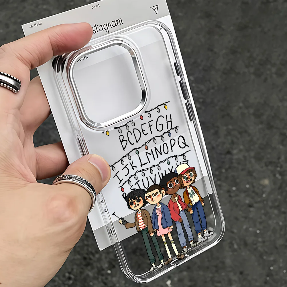 Custodia di Lusso S-Stranger Things per iPhone 17 16e 16 15 14 13 12 11 mini Pro Max X XR XSMAX Air Plus, Cover Morbida Trasparente
