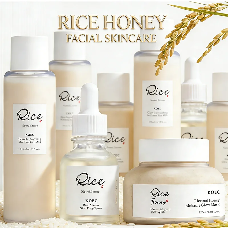 3 pz Koec Riso Miele Set Per La Cura Del Viso Crema Per Il Viso Siero Toner Viso Smear Maschera Sbiancare Crema Per Gli Occhi Viso Idratante Prodotto Per La Cura Della Pelle