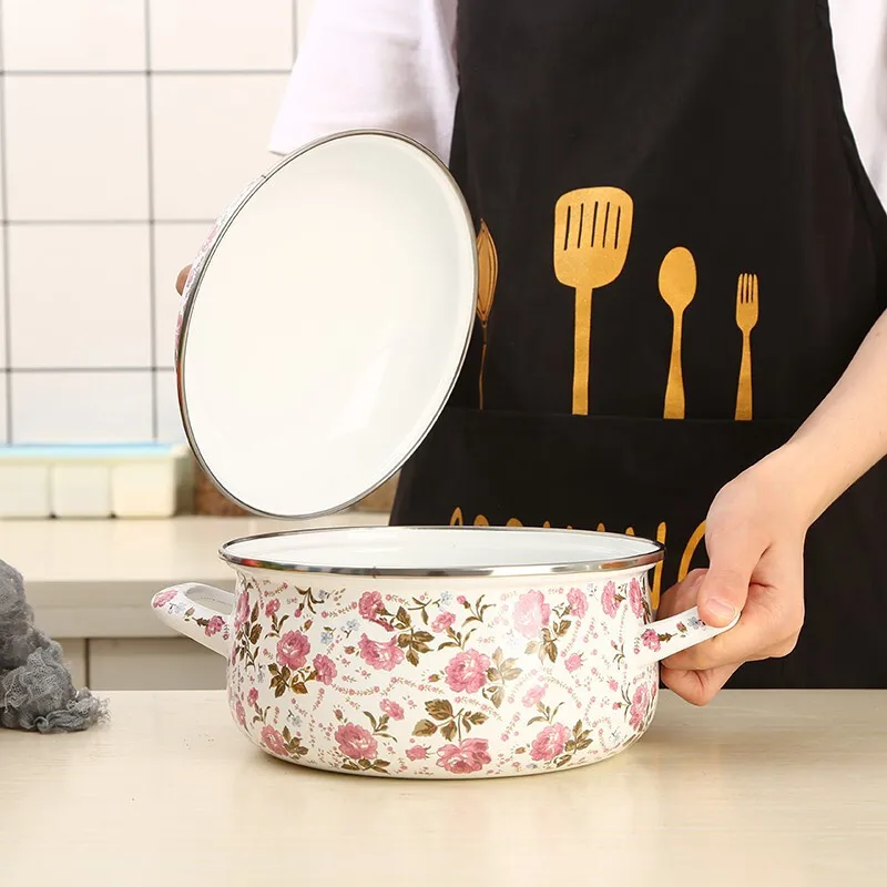 Emaille Topf Verdickt Baby Hilfs Lebensmittel Kochtopf Haushalt Küche Liefert Kochgeschirr Emaille Lager Topf Topf Image