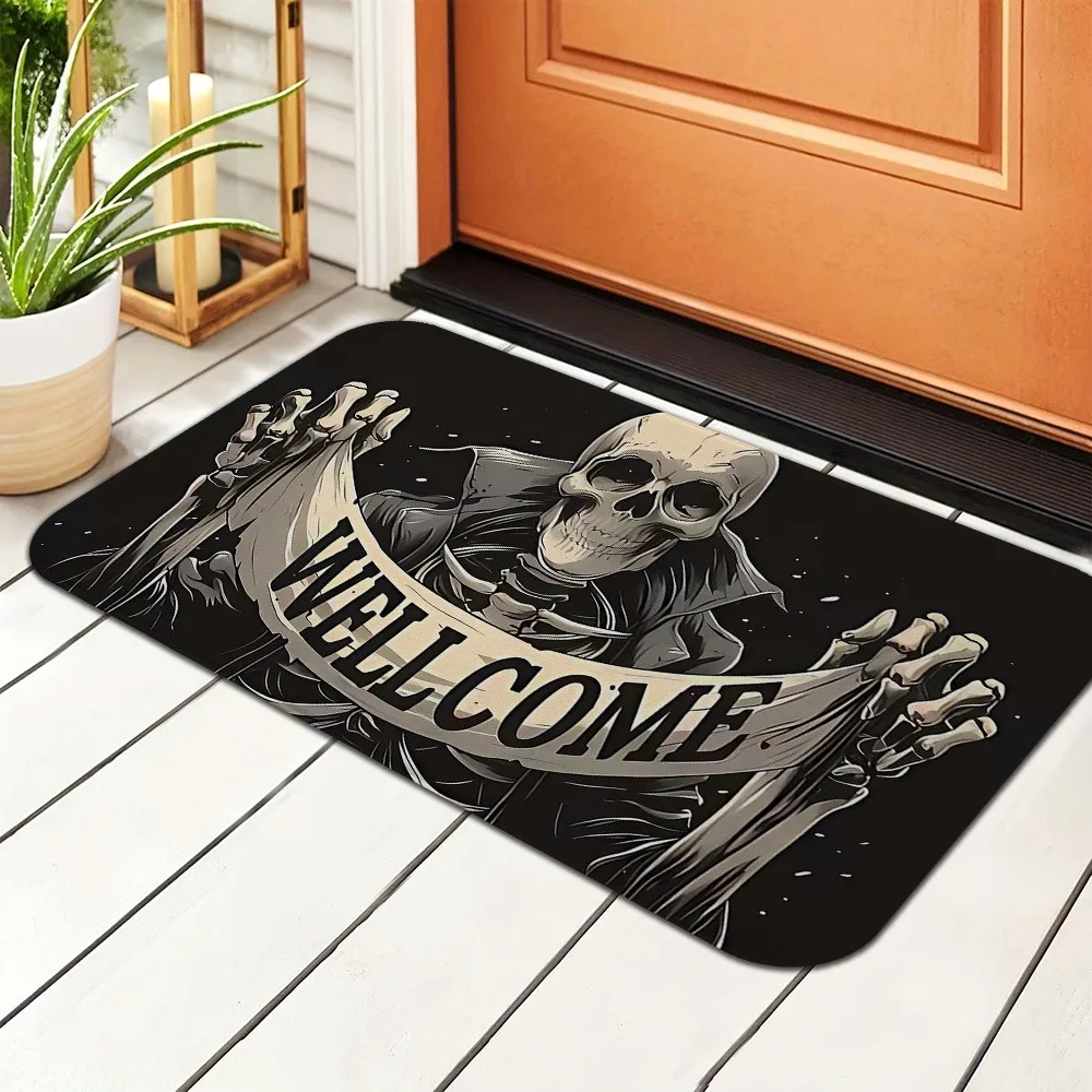 Skelett-Halloween-Party-Teppich, Fußmatte, Teppich für den Eingangsbereich, Flur, Matte, Heimdekoration, Wohnzimmerteppiche, Chompudo Puerta Entrada Image
