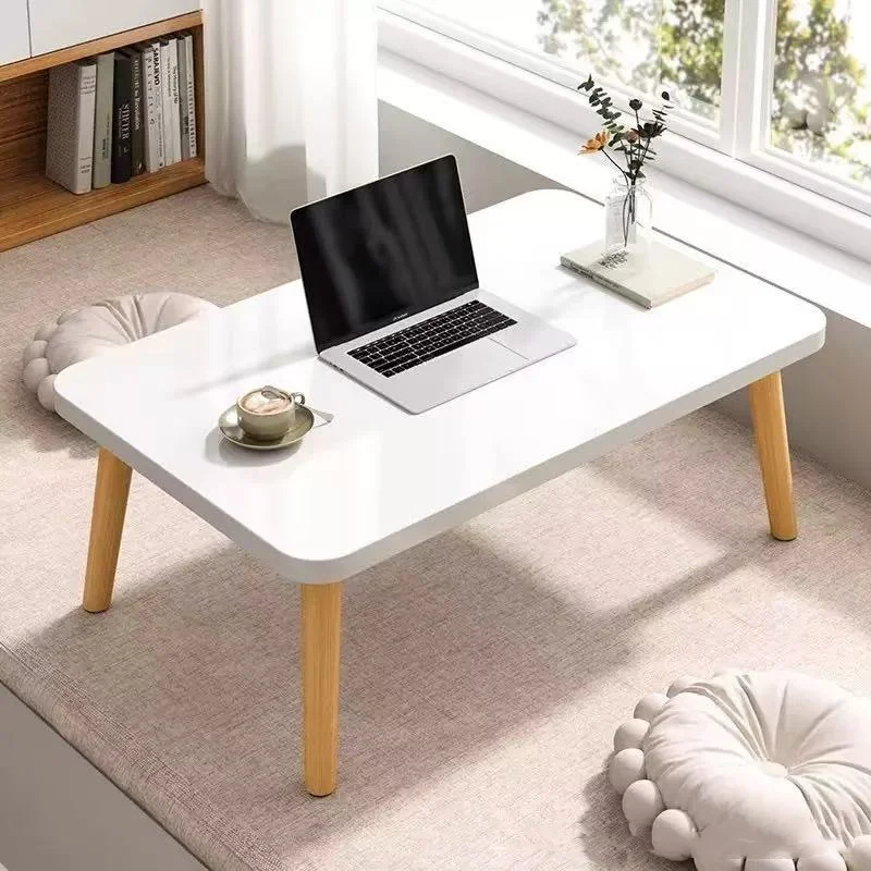 Kleiner rechteckiger Couchtisch 60x40x32cm schwarz/weiß/holzfarben Image