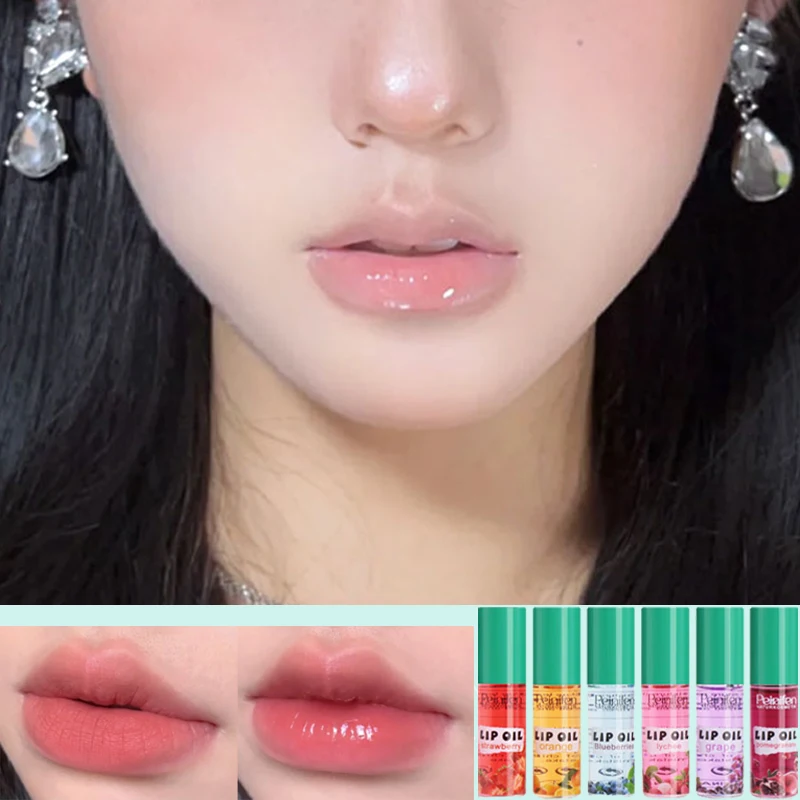 6er-Pack wasserempfindliches Lippenöl mit Fruchtgeschmack, sanfte Wartung, feuchtigkeitsspendend und wasserfest, zur Herstellung von durchscheinenden Lippen Image