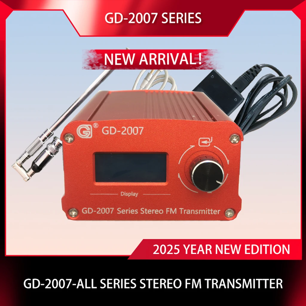 GD-2007-10-ALL 10 W einstellbarer Stereo-FM-Transmitter Drahtlose Broadcast-Radiosender FM-Transmitter + Adapter + 15 W-Antenne Image