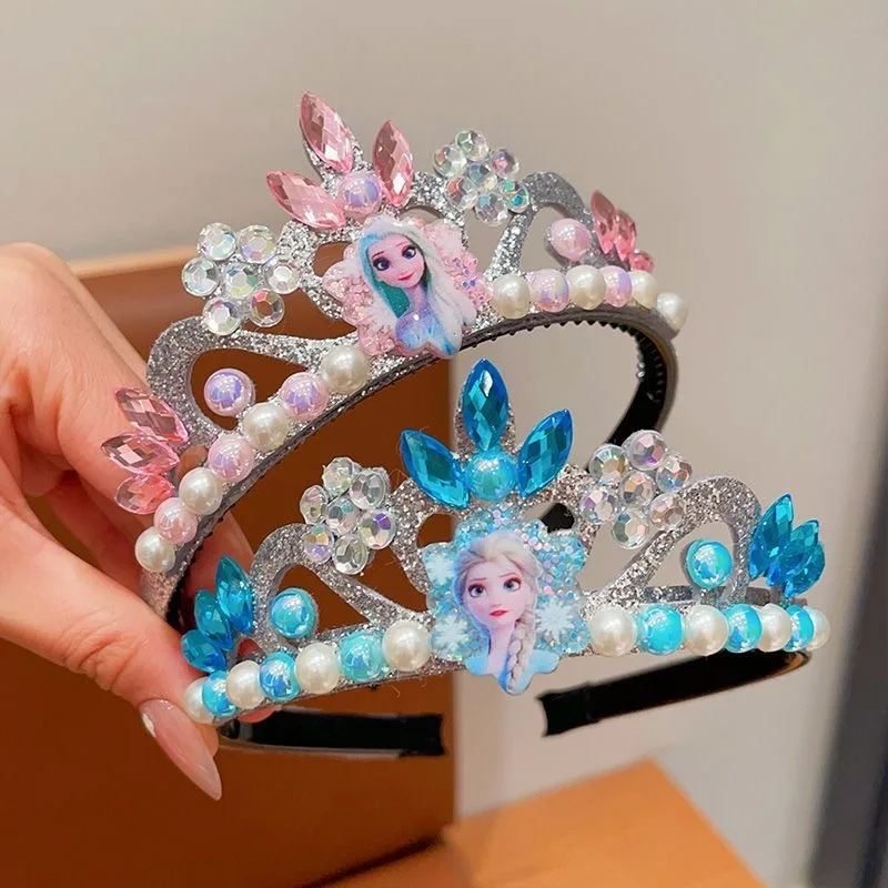 Disney Frozen Elsa Blue Sparkling Crown Stirnband mit Perlen, Geburtstags-Haarschmuck, Weihnachtsgeschenk Image