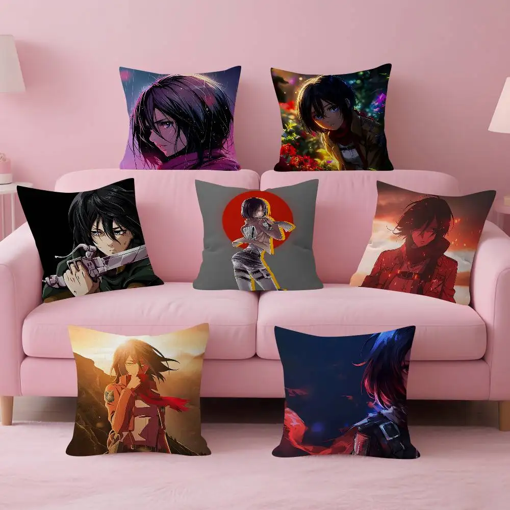 Anime A-Attack On Titan Mikasa Ackerman Kissenbezug Kissenhülle Wohnzimmer Sofa Heimdekoration personalisiert Image