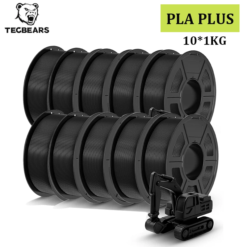 TECBEARS 3D-Drucker Filament PLA Plus 10KG 1,75mm Mehrfarbig Hohe Zähigkeit Keine Blasen PLA+ Materialien für die Meisten FDM 3D-Drucker Image