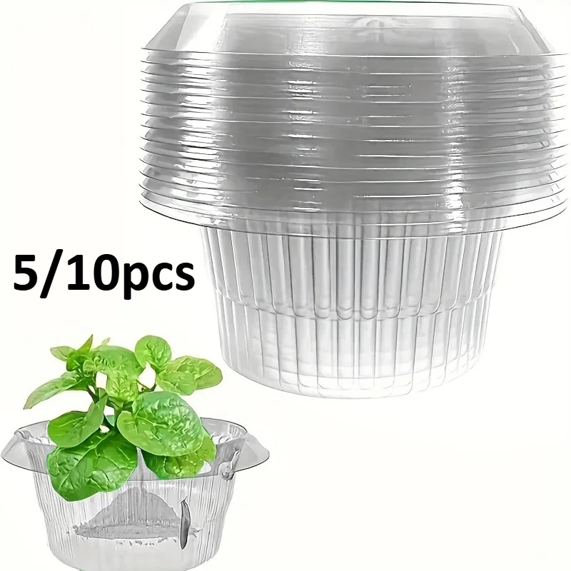 5/10 Stück Wiederverwendbare Schneckenbarriere, Transparente Runde Gartenschutzabdeckungen für Blumentöpfe, Anti-Schnecken-Schutz Pflanzenschutz Gartennetz Image