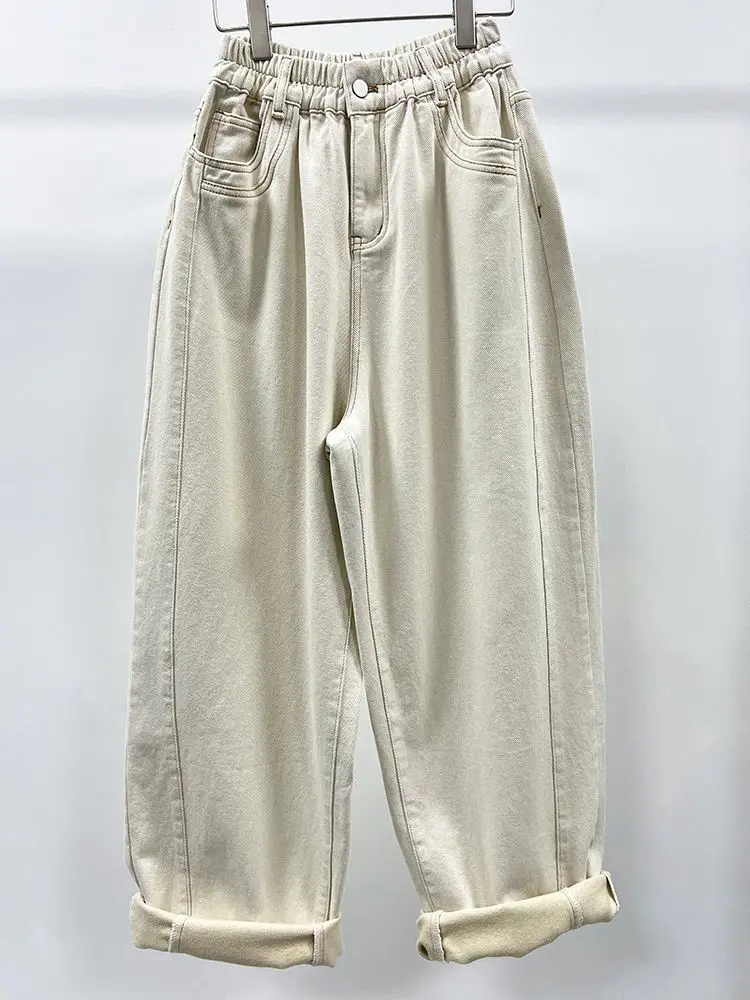 Plus Größe 5XL 140 kg Herbst Frauen Jeans Elastische Taille Knöchel Länge Jeans Frau Einfarbig Große größe Jeans übergroße Frauen Kleidung