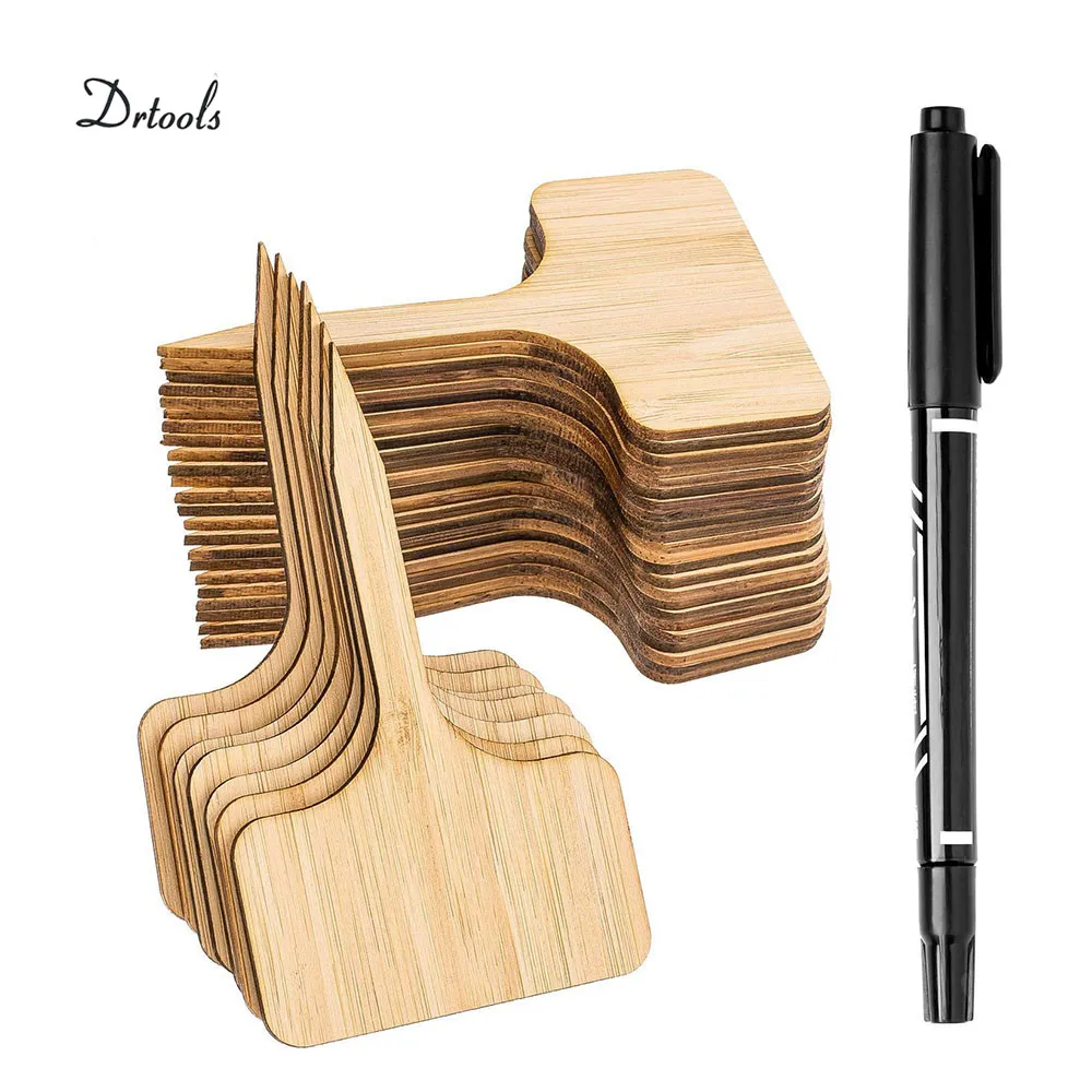 10/20 Stück T-Typ-Bambus-Pflanzenetiketten, umweltfreundliche Holz-Pflanzenschilder, Etiketten, Gartenmarkierungen für Bonsai-Samen, Topfkräuter, Blumen, Werkzeug Image