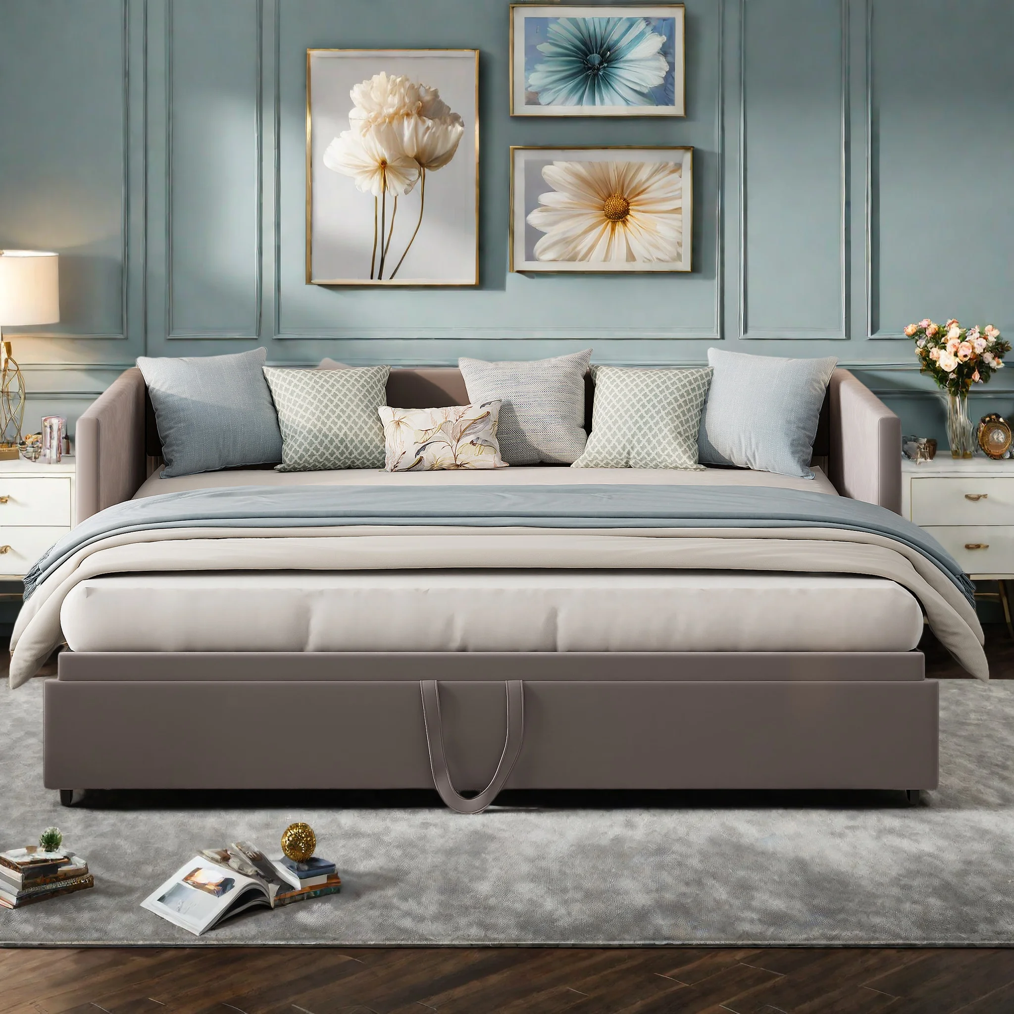 Rosahqnda Schlafsofa 200 cm Breit, Ausziehbares Schlafsofa, Murphy-Bett 90/180 x 200 cm, Gepolstertes Tagesbett Ausziehbares Doppelbett Image