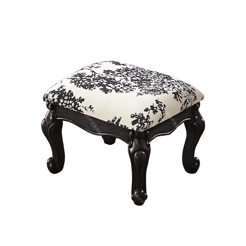 Massivholz-Hocker für den Haushalt, Couchtisch, Sofa-Hocker, kleiner Schuhwechselhocker, quadratischer Kinderhocker Image