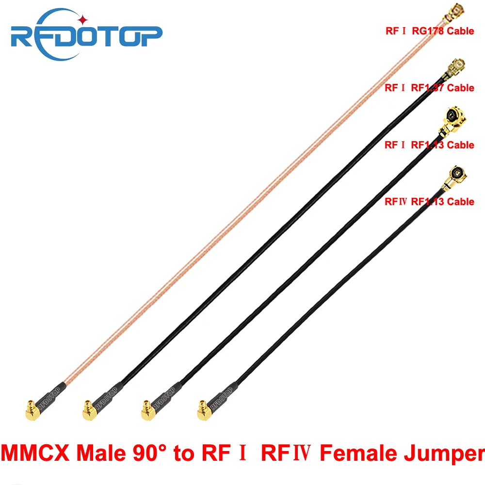 UFL/IPX/MHF-Buchse der 1./4. Generation auf MMCX-Stecker 90 ° WiFi Antenne RF Kabel Verlängerungskabel MMCX-IPX RF Jumper Pigtail Image