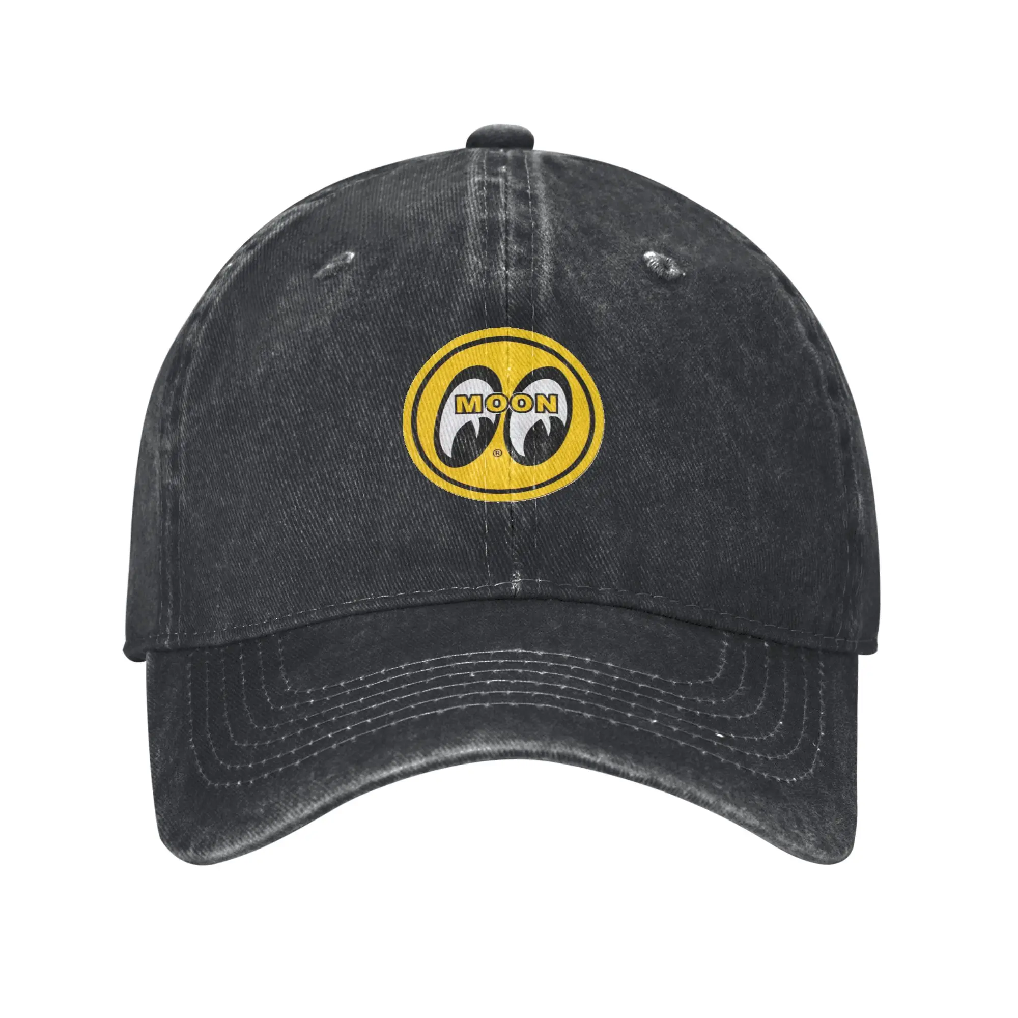JDM Moon Eyes Motorrad-Renn-Baseballkappe Vintage Gewaschene Baumwoll-Denim-Snapback-Kappe Retro Trucker-Mütze Unisex Verstellbare Sonnenmütze Image