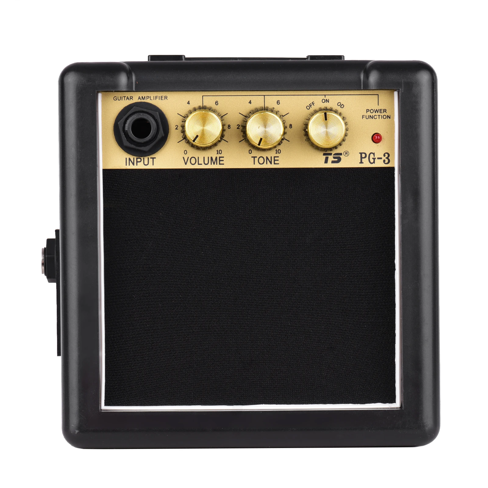 E-Gitarrenverstärker PG-3 3 W mit Lautstärkeregler, 3" 4 Ohm oder 8 Ohm Lautsprecher, Eingangs-Kopfhöreranschluss, schwarzgoldene Farbe, Image