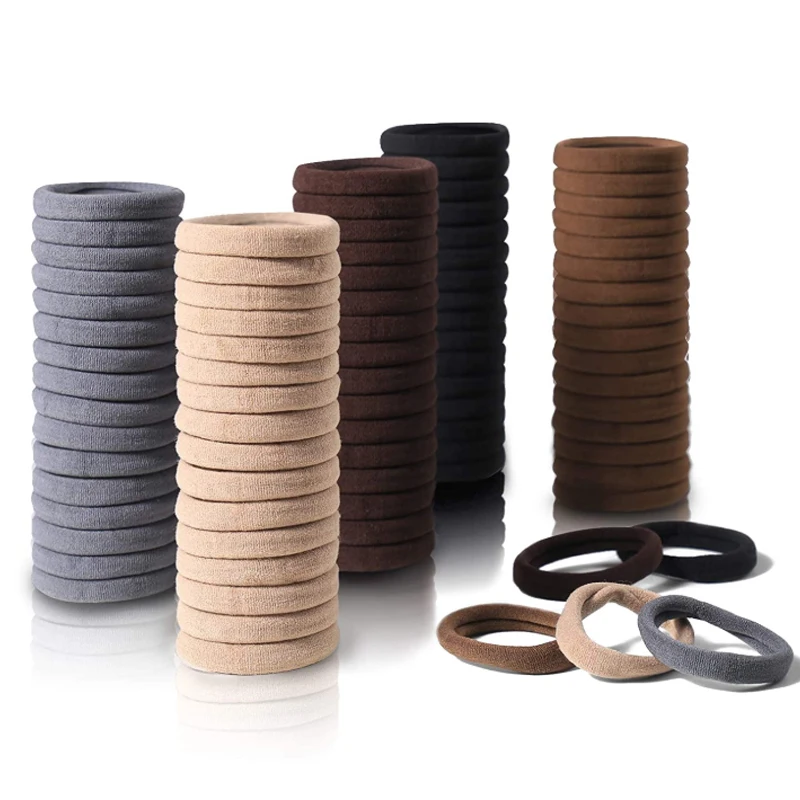 50 Teile/satz Baumwolle Elastische Haar Krawatten Für Frauen Pferdeschwanz Weiche Fashion Hair Zubehör 4,5 CM Unisex Haarband Image