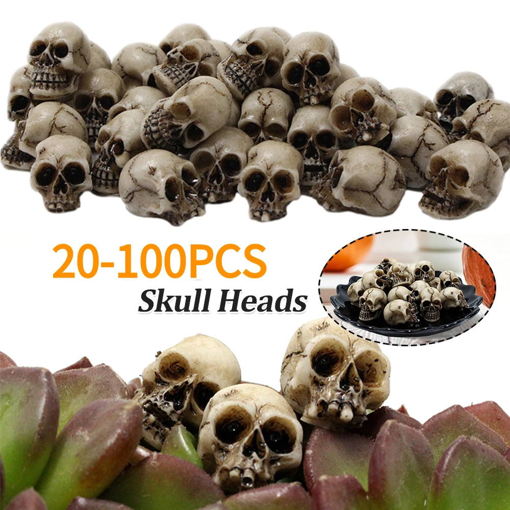 20-100PCS Mini Schädel Figur Sammlerstück Halloween Miniatur Schädel Köpfe Kreative Festival Thema Landschaft Garten Topf Dekor Image