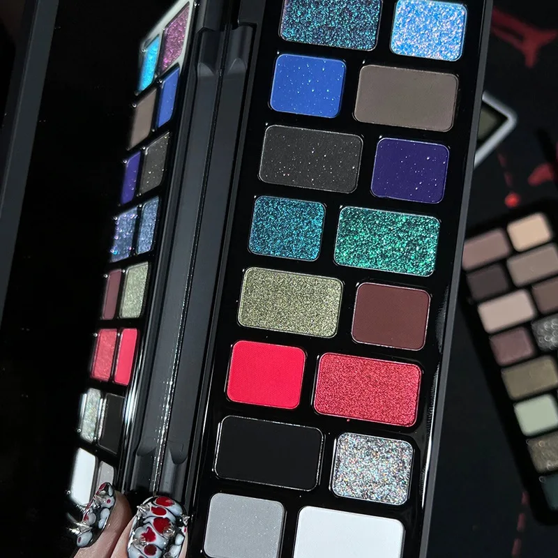 Diamant-Perlen-Punk Lidschatten-Palette Wasserfest Langanhaltend Matt Grün Glitzer 16 Farben Lidschatten-Palette Make-up Rot Schwarz