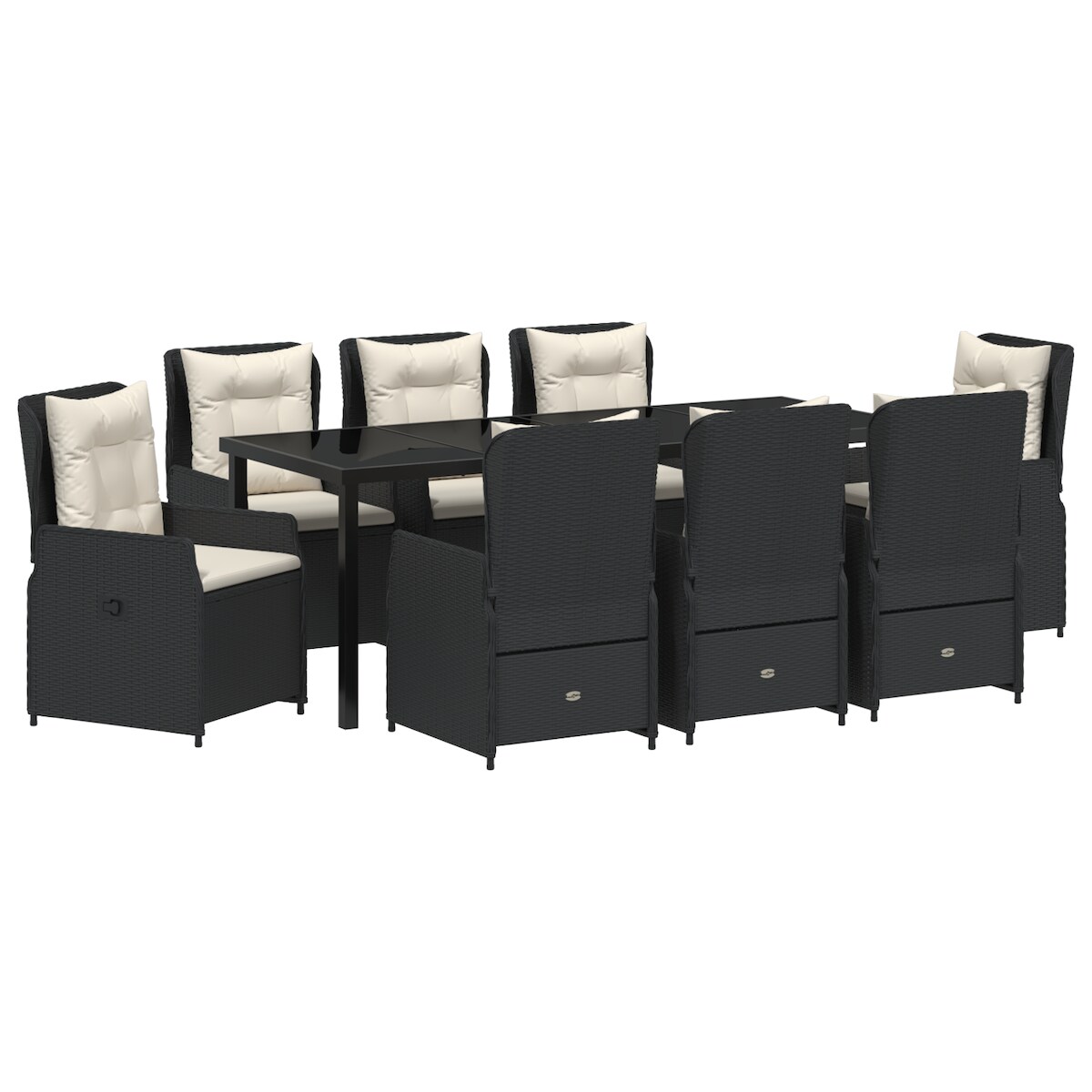 vidaXL 9-teiliges Garten-Esszimmer-Set in Schwarz aus Poly Rattan Image