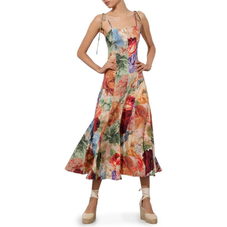 Jeanette Floral Panel Dress - Orange - Alice + Olivia Dresses