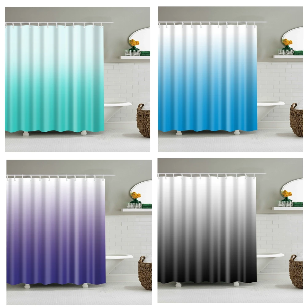 Rideau de bain dégradé pour la décoration de la maison, rideau de douche imperméable avec crochets, rideau de salle de bain, décoration de salle de bain