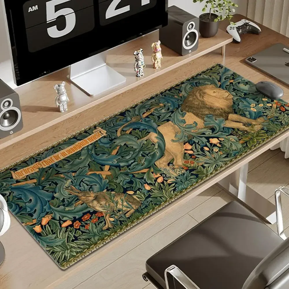 Xxl Mauspad 900x400 William Morris Computertisch Gaming PC Setup Zubehör Gamer Schreibtischmatte Mousepad Anime Große Matten Büro Image