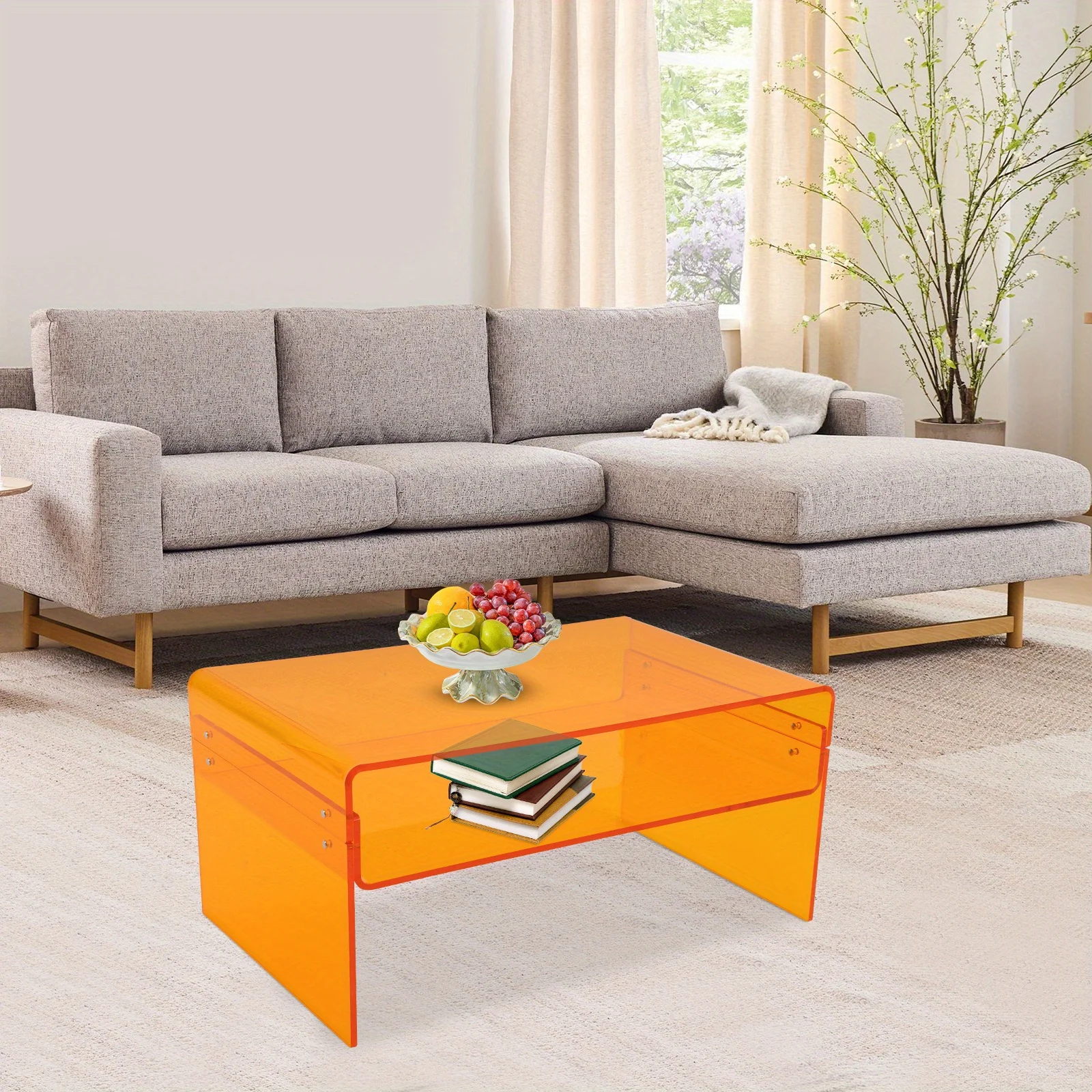 Doppelschichtiger Couchtisch aus Acryl – orange,,, Acryl, Orange Image