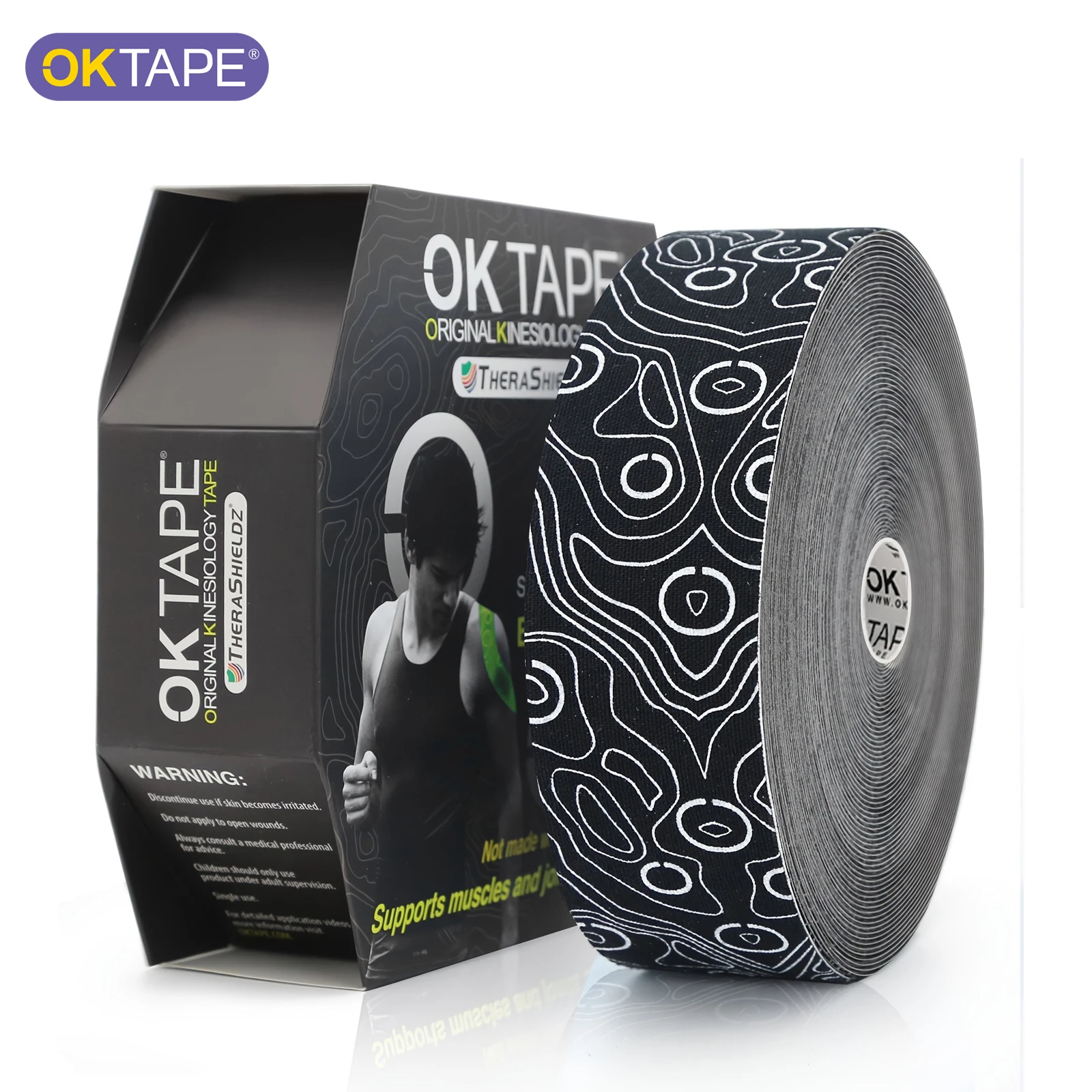 OK TAPE PRO 31,5 m x 5 cm großes Kinesiologie-Tape 31,5 m, originales elastisches, latexfreies Kinesiologie-Therapieband, Linderung von Schmerzen im Fitnessstudio Image