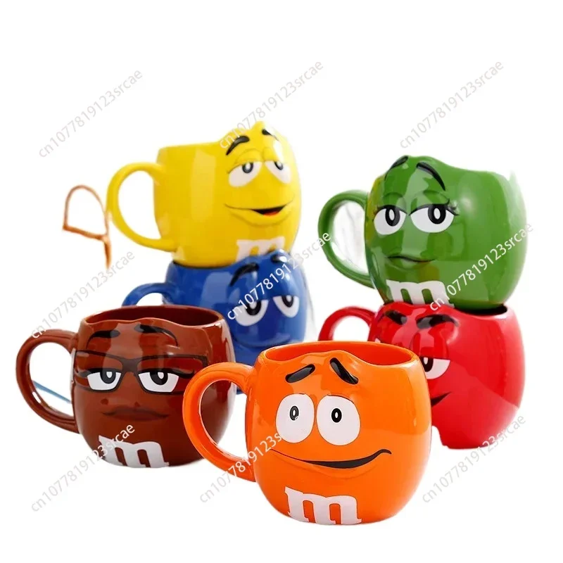 Cartoon Becher Paar Kreative Keramik Becher Ausdruck Frühstück Milch Kaffee Becher Große Kapazität Haushalt Trinkbecher mit Griff Image