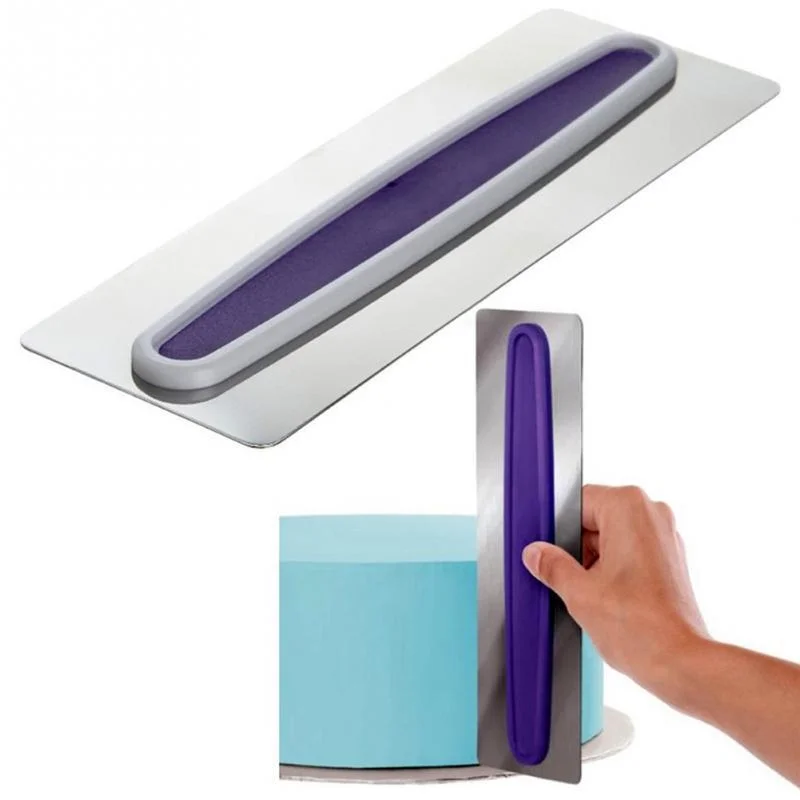 Edelstahl Fondant Glatte Kuchen Gestaltung Glättung Werkzeug Kuchen Schaber Backen Gebäck Werkzeuge Kuchen Dekorieren Werkzeug Image