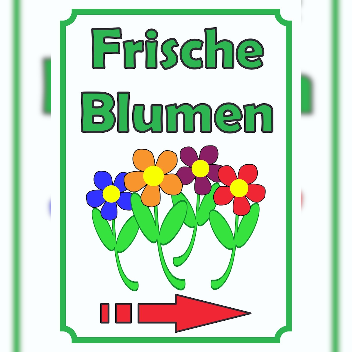 HB-Druck Verkaufsschild Schild Blumen Hochkant mit Pfeil rechts A5 (148x210mm) Image