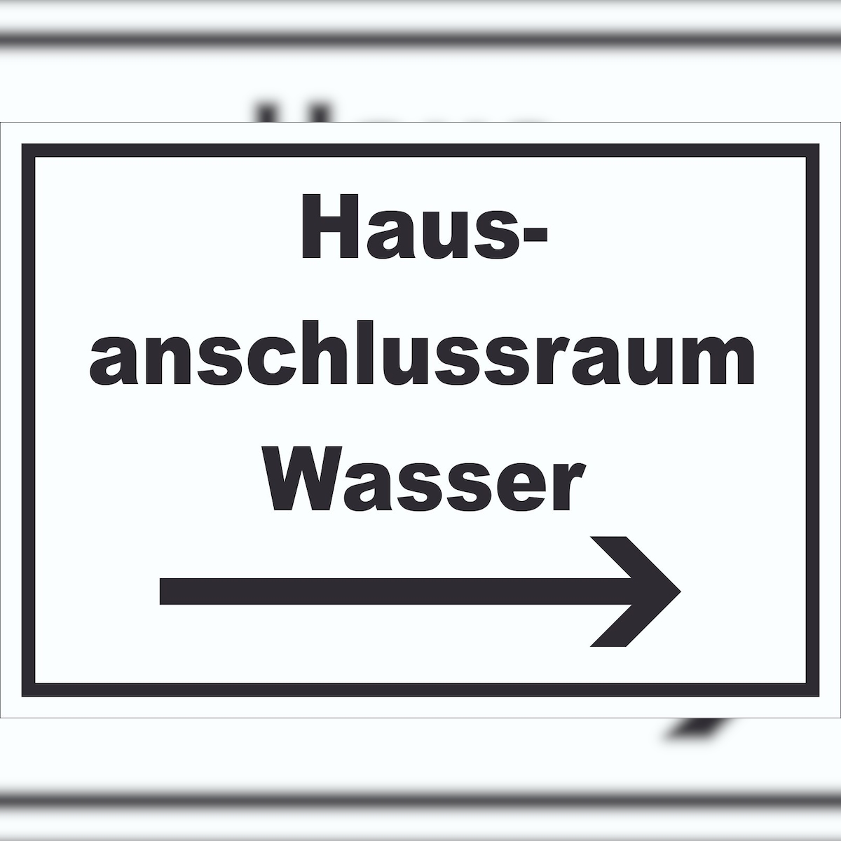 HB-Druck Hausanschlussraum Wasser Schild mit Text Richtungspfeil rechts HAR waagerecht A4 Rückseite selbstklebend Image