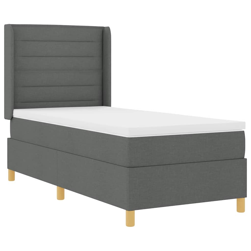 vidaXL Boxspringbett mit Matratze mit Kopfteil Grau 90 x 190 cm Stoff Image
