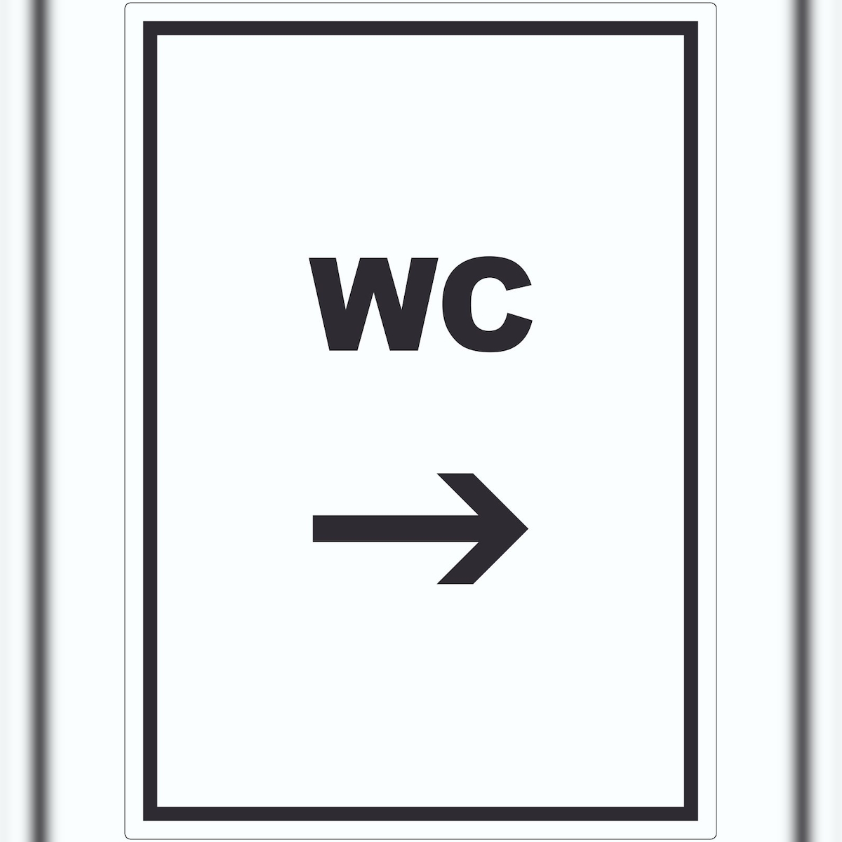 HB-Druck WC Aufkleber mit Text und Richtungspfeil rechts Toilette Klo hochkant A3 (297x420mm) Image