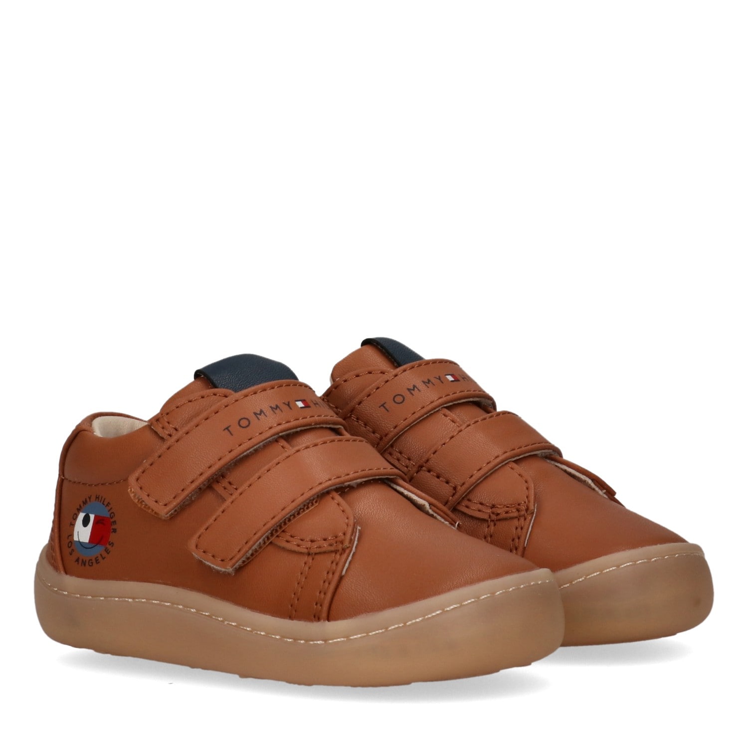 Lauflernschuh TOMMY HILFIGER, Baby, Gr. 22, braun, Schuhe Lauflernschuh, Barfußschuh, Halbschuh, Klettschuh mit Logoschriftzug