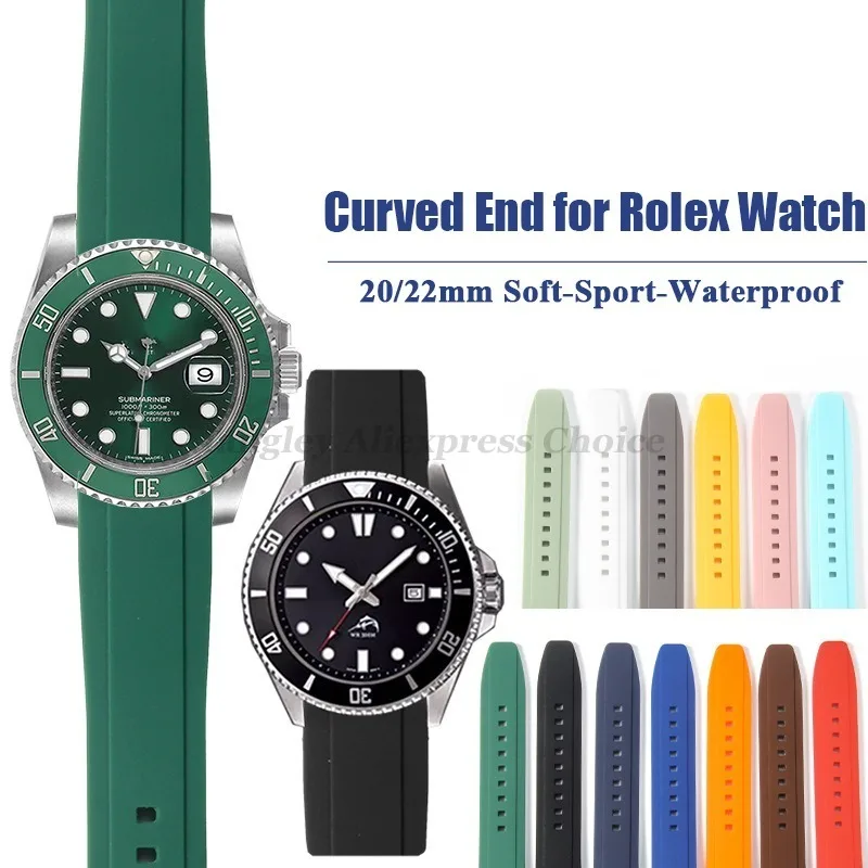Hochwertiges Gummiarmband 20 mm 22 mm Armband für Seiko für Omega Moonswatch für Rolex für Tudor Watch Uhrenarmband mit gebogenem Ende Image