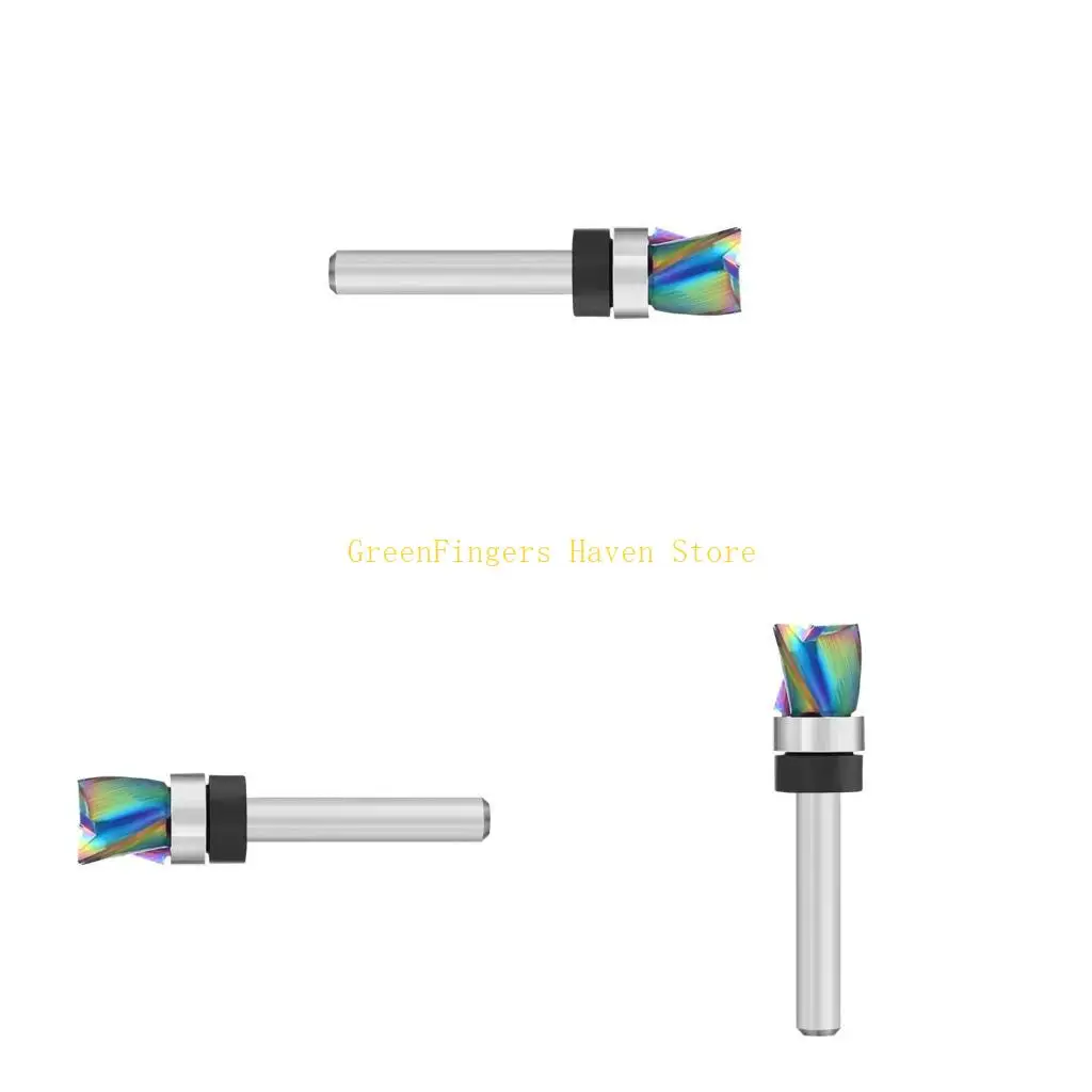 3-schneidiger Fräser in mehreren Größen mit Regenbogenbeschichtung für Holzbearbeitungswerkzeug, 1/4 Zoll Schaft, hohe Haltbarkeit, Schneidkanten Image