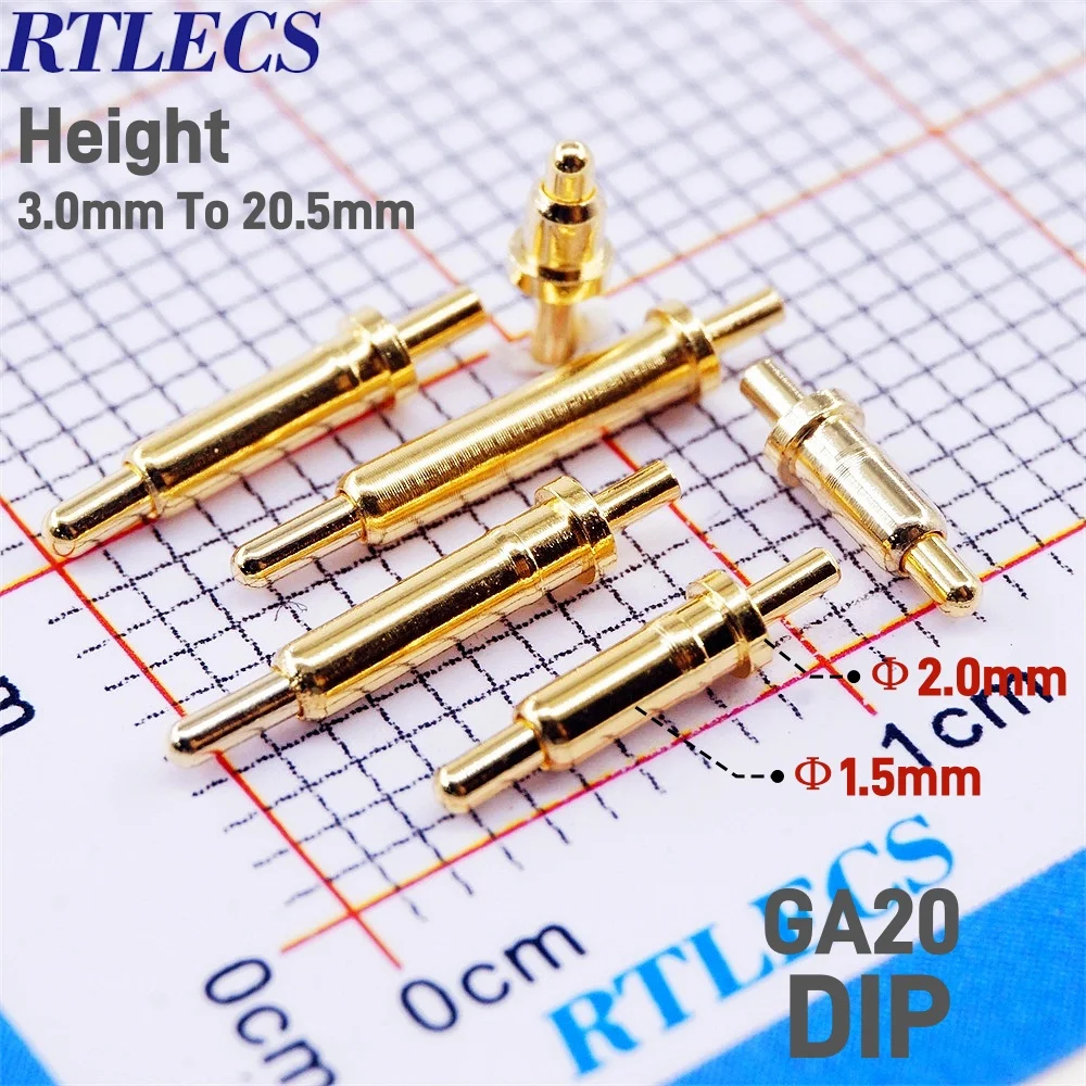 10 Stück federbelasteter Pogo-Pin-Stecker mit Löchern, PCB-Höhe 3 4 5 6 7 8 9 10 11 12 13 14 15 16 18 20,5 mm Flansch einzeln 1A Image