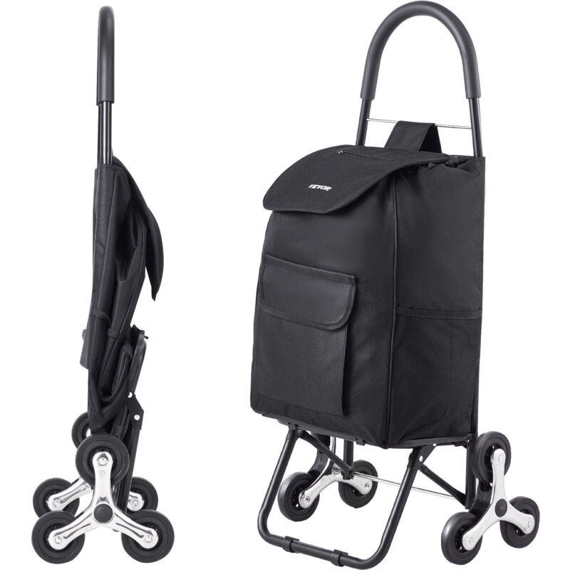 Carrello Saliscale, Carrello Spesa Pieghevole Da 36l, Carrello Spesa Carrello Lavanderia Carrello Saliscale Con 6 Ruote E Borsa In Tessuto Oxford, Carrello Pieghevole Per Spesa Lavanderia, Nero - Vevor