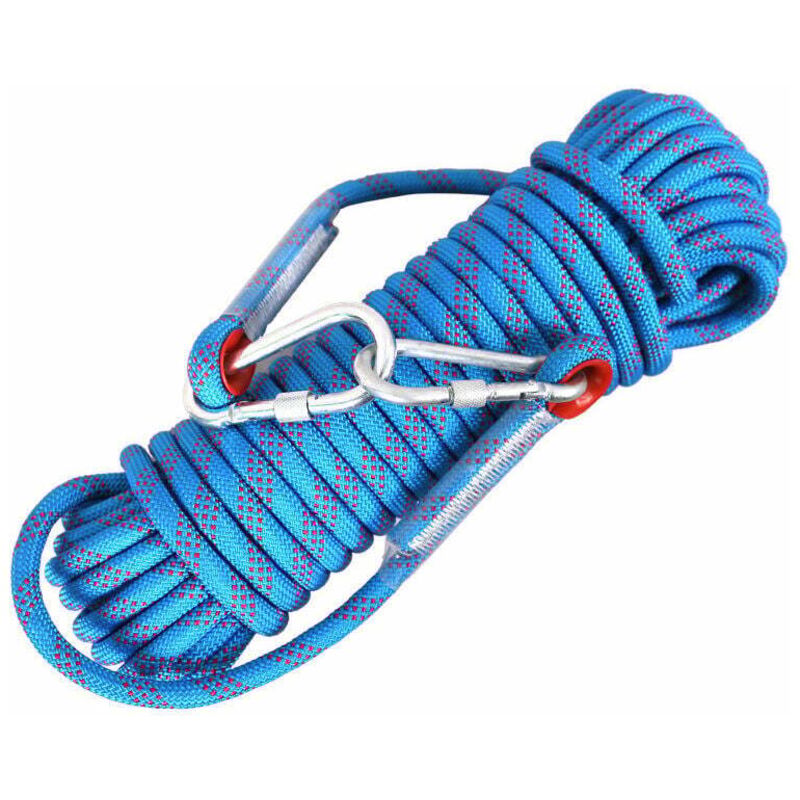 Corda Da Arrampicata Da 8 Mm E 10 M Con 2 Moschettoni Corda Da Arrampicata Alpinismo Corda Di Salvataggio Artiglio Antincendio Potatura Campeggio Pesca Magnete Esterno - Blu