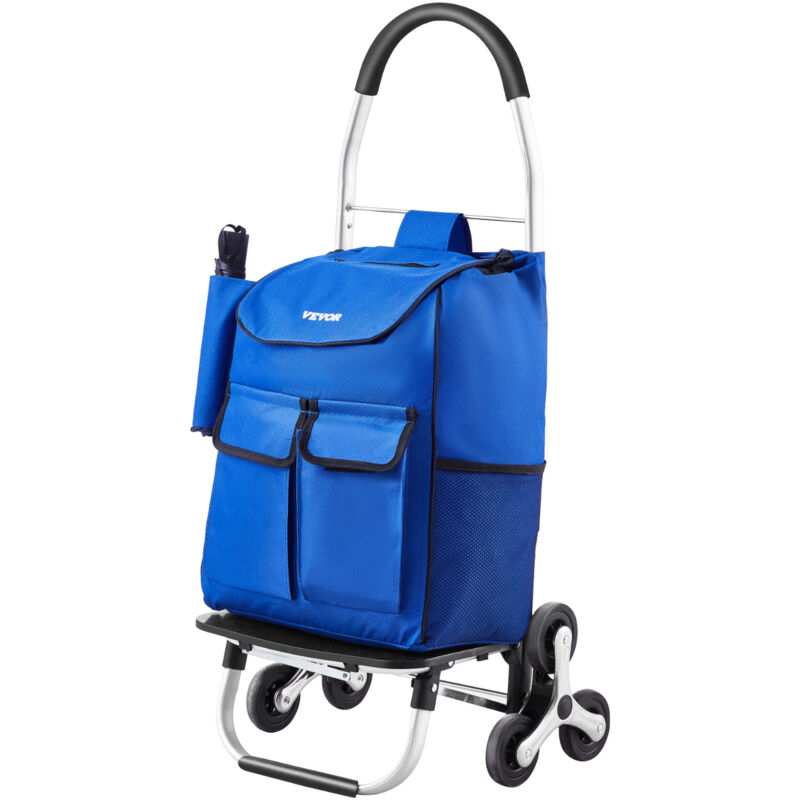 Carrello Saliscale, Carrello Spesa Pieghevole 36l, Carrello Lavanderia, Carrello Saliscale Con 6 Ruote E Borsa In Tessuto Oxford, Carrello Pieghevole Per Lavanderia, Arrampicata Capacita 68 Kg - Vevor