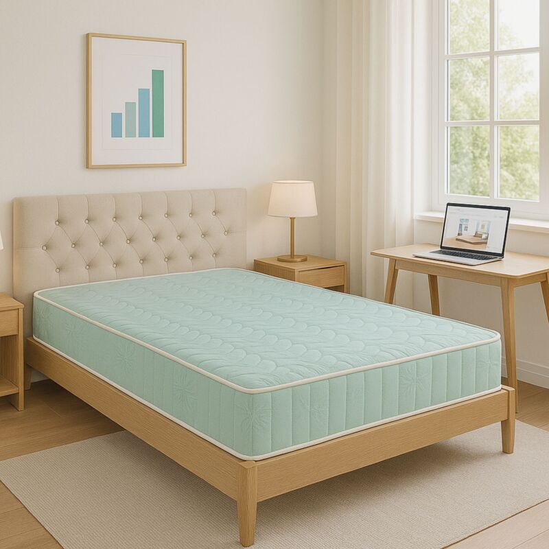 Lotto Di 2 X 80x190 Cm Molle Insacchettate + 5 Cm Memory Foam 60 Kg/m3 - Materasso Di Lusso + 2 Cuscini In Memory Foam + 2 Cuscini In Omaggio - Altezza +/- 18 Cm - Superficie Morbida - Supporto Molto