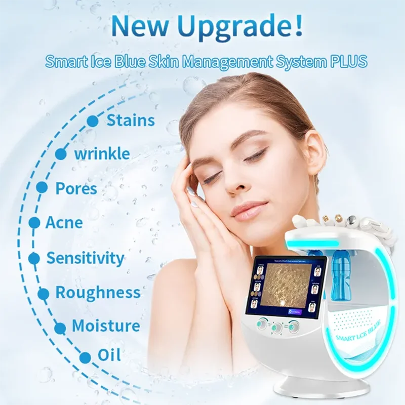 Beste intelligente eisblaue Gesichtsbehandlungsmaschine Hydrofacial 7-in-1 professionelle tragbare Dermabrasion Die Neueste. Image