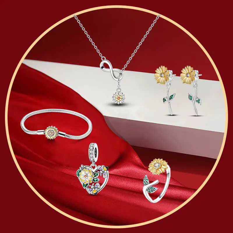 HOT 925 Sterling Silber, rosa Farbe, Little Girl Turtle Beach Resort Series Set, Original, passend für Frauen, Jahrestag, DIY-Schmuckanhänger